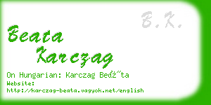 beata karczag business card